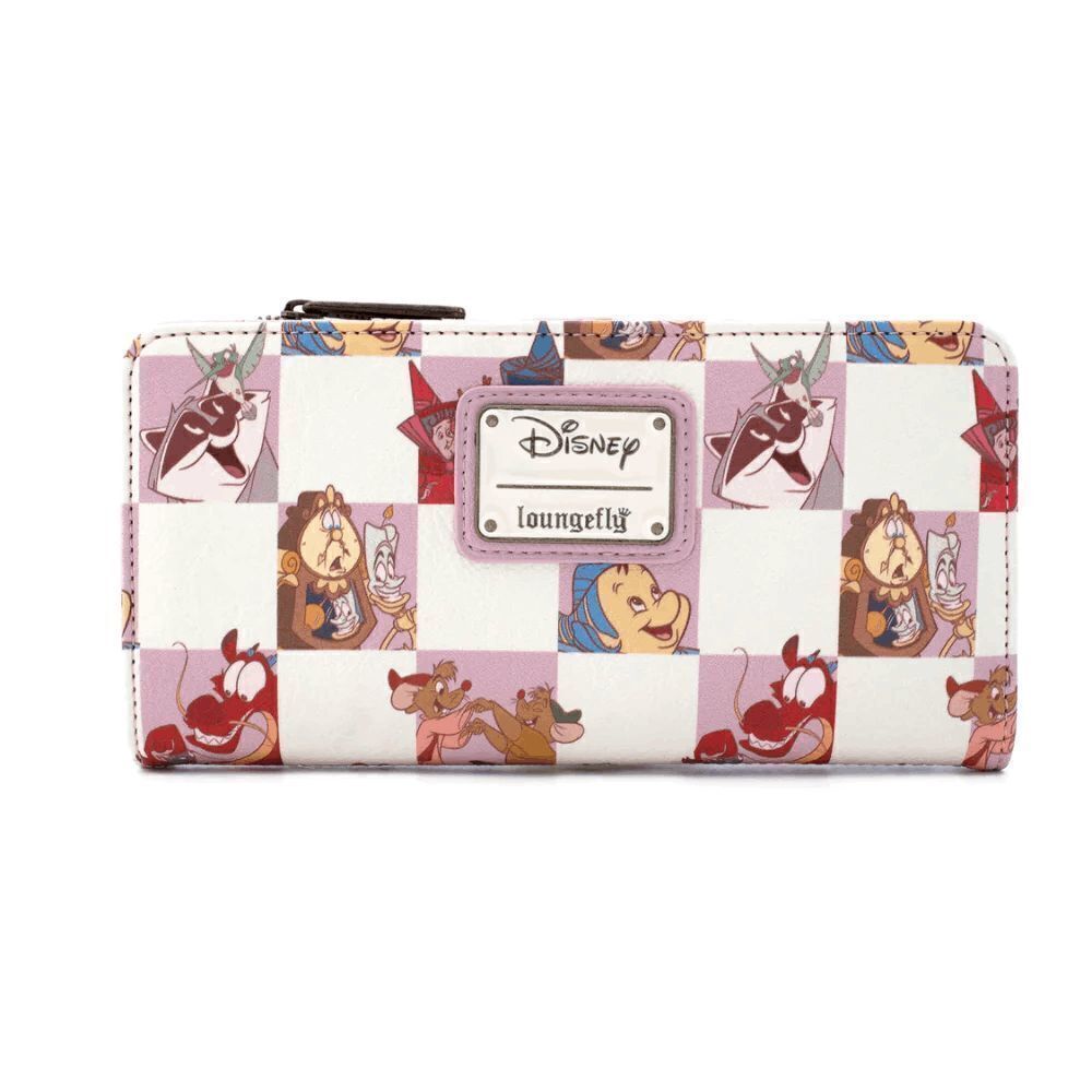 Loungefly Disney Classics Rose Gold Checkered All Over Print Flap Wallet
